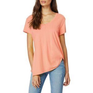Habitual Tuck T-Shirt Orange Asymmetrical Hem Tencel Cotton SZ M NWT $69